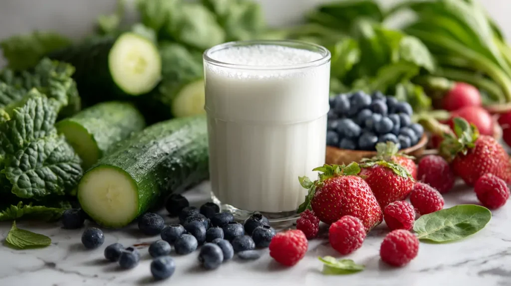kefir for belly fat with healthy foods