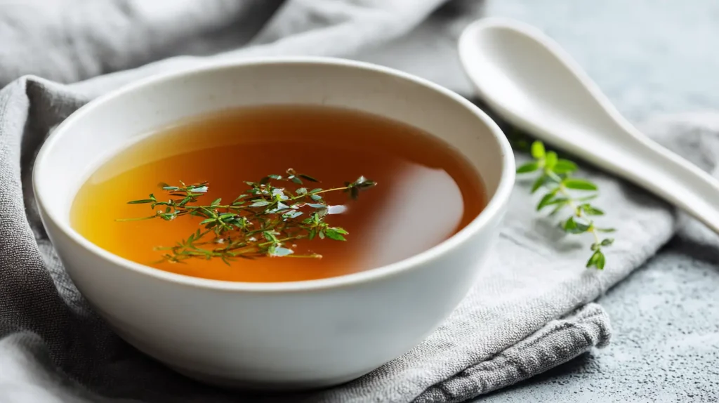 serving bone broth recipe in bowl for daily wellness routine